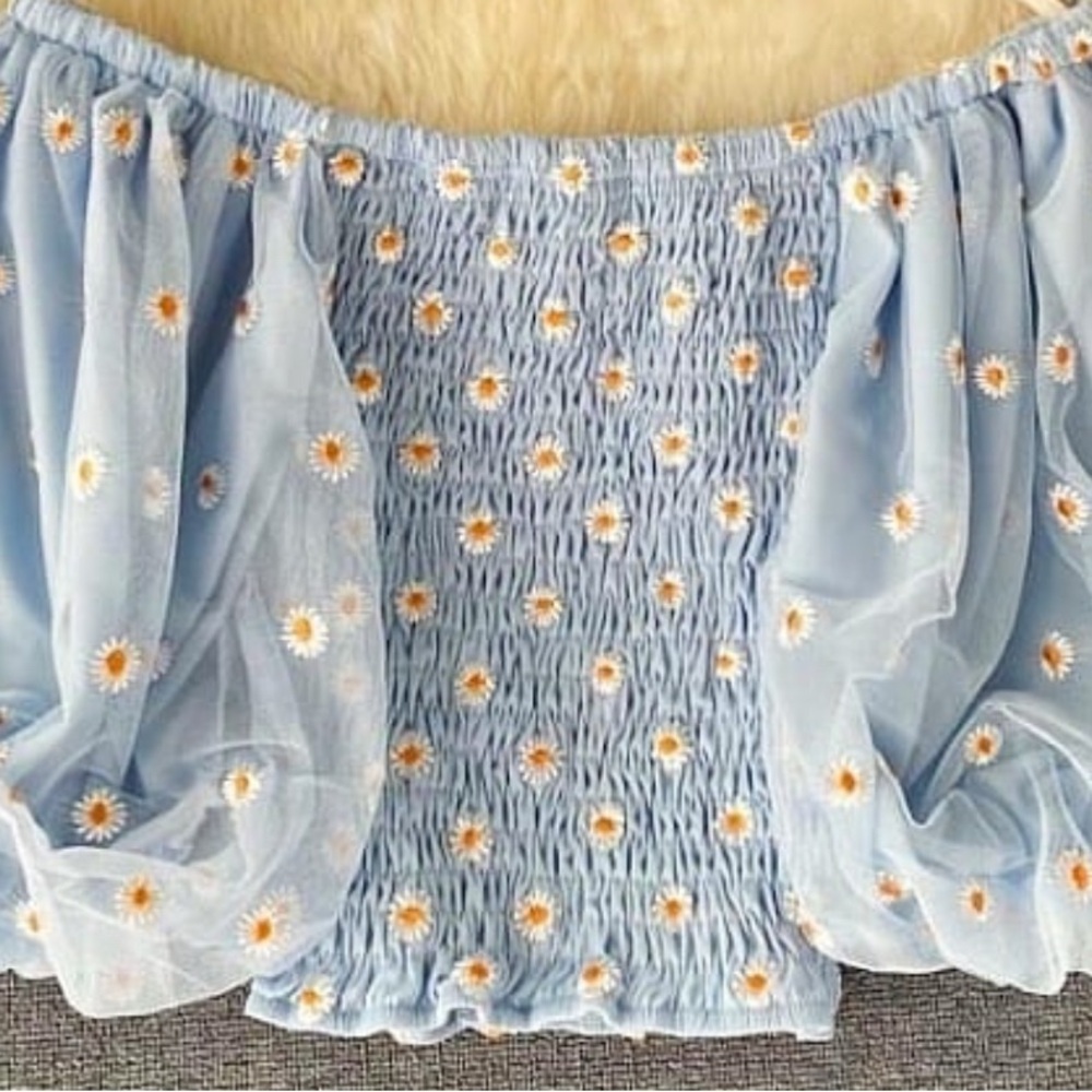 Floral Blue Crop Top